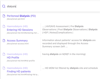 Sample search results in User Guide